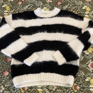 MOTHER Black and White Striped Sweater